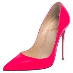 Christian Louboutin White/Fuchsia Leather So Kate Pumps Size 37.5