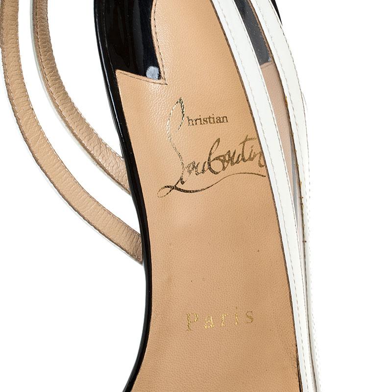 Women's Christian Louboutin White/Gold Leather And PVC Paralili D'orsay Pumps Size 40