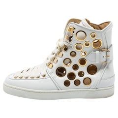 Christian Louboutin White Leather Alfibully High Top Sneakers Size 40