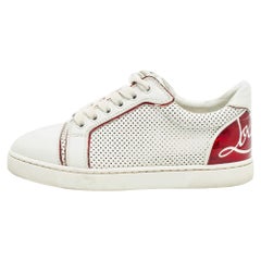 Christian Louboutin White Leather and PVC  Trimmed Fun Vieira Trainers Size 34.5