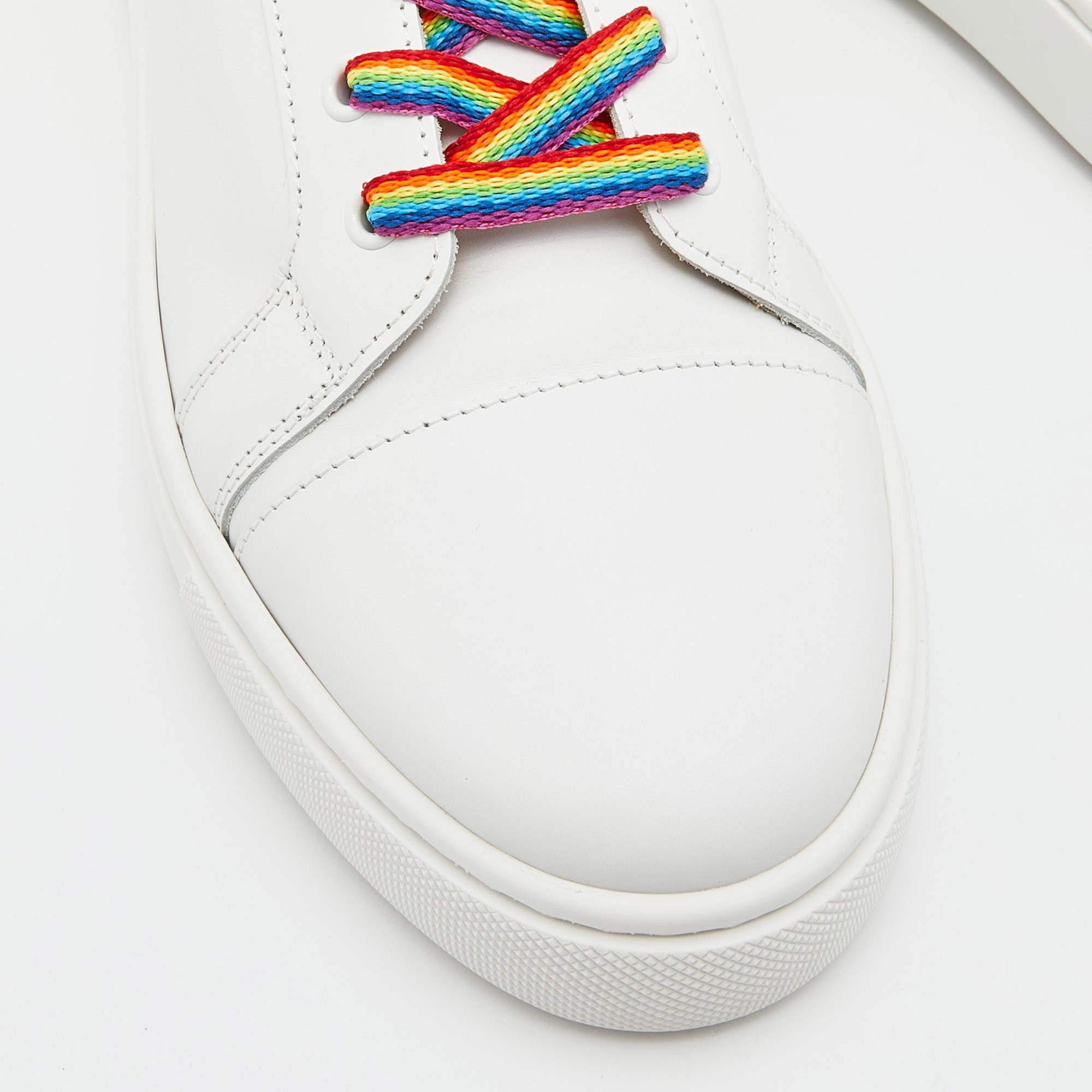 Christian Louboutin White Leather Arkenspeed Rainbow Sneakers Size 40.5 In Excellent Condition In Dubai, Al Qouz 2