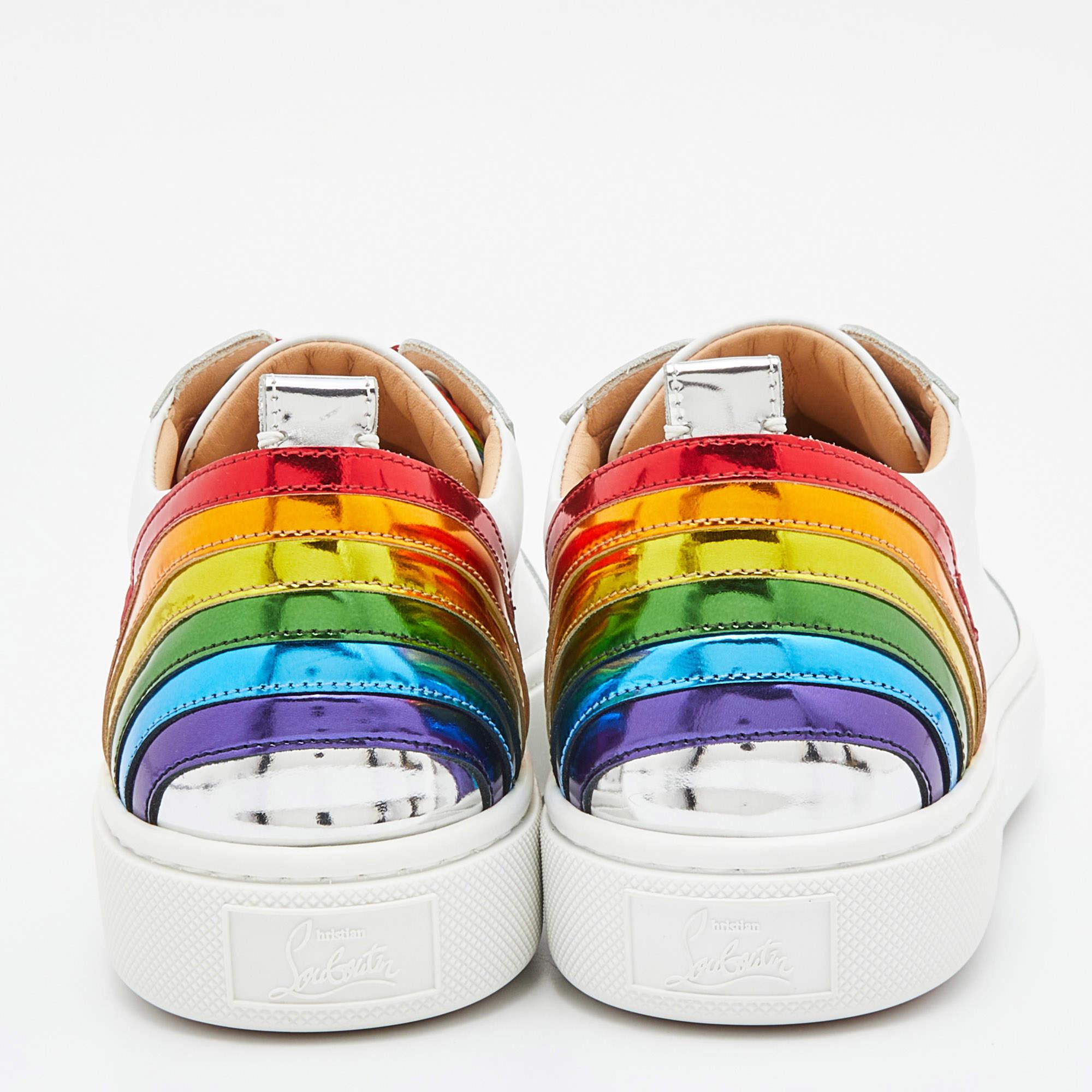 Christian Louboutin White Leather Arkenspeed Rainbow Sneakers Size 40.5 1