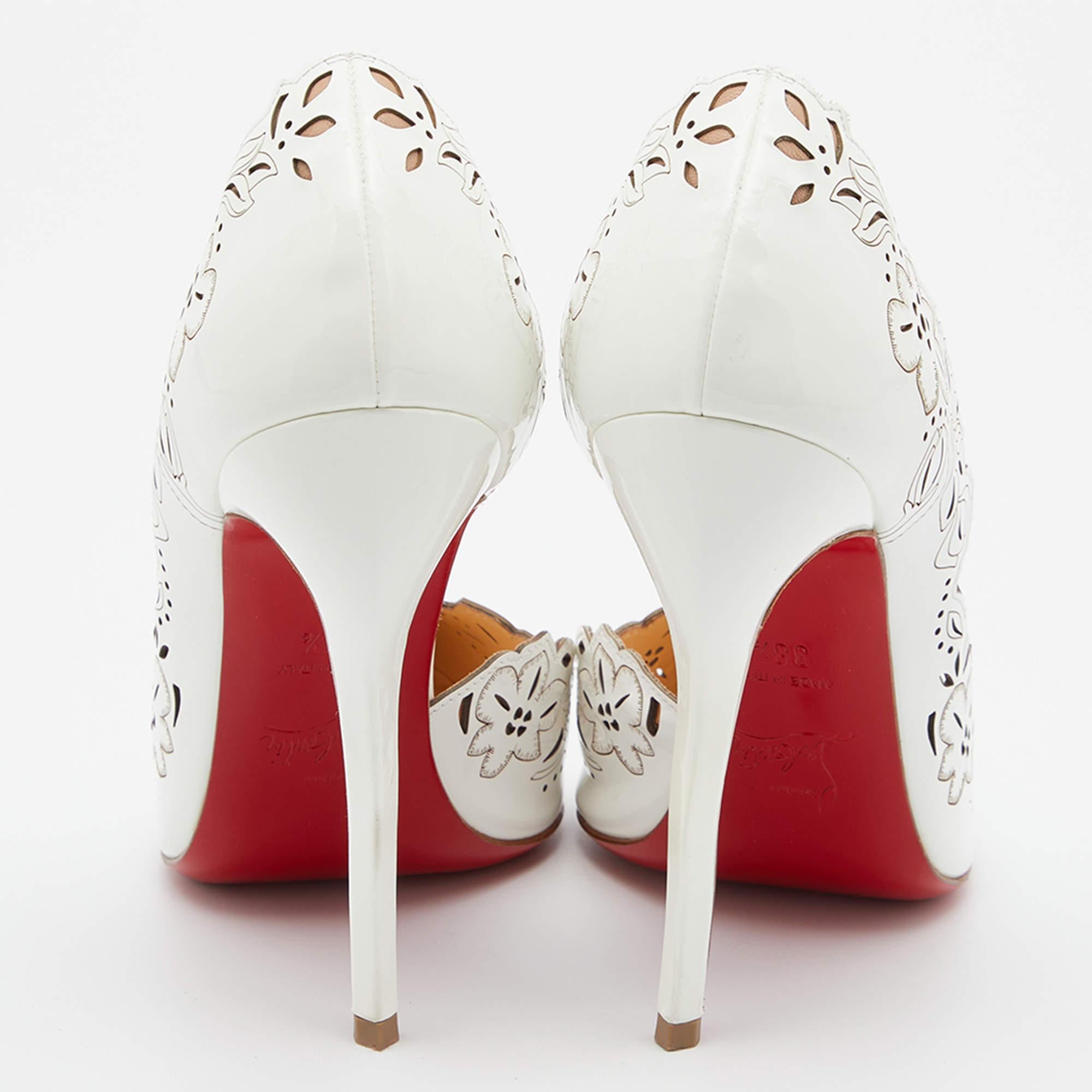 Gray Christian Louboutin White Leather Beloved Pumps Size 38.5