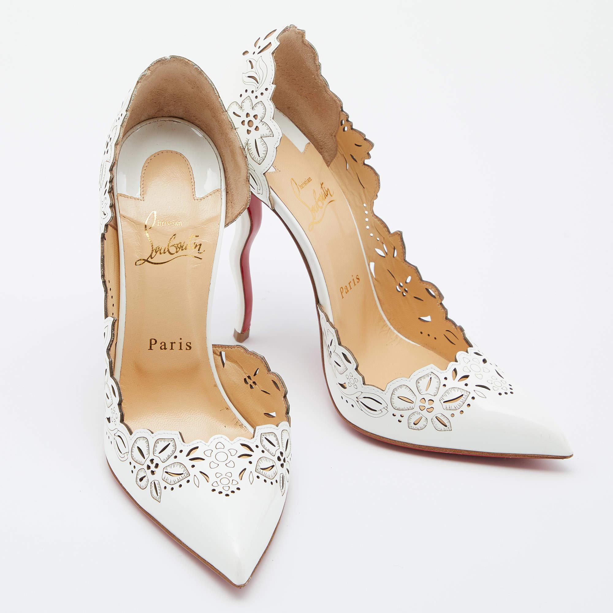 Women's Christian Louboutin White Leather Beloved Pumps Size 38.5