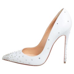 Christian Louboutin White Leather Degrastrass 120 Pumps Size 37