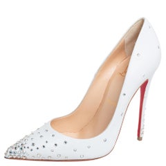 Christian Louboutin White Leather Degrastrass 120 Pumps Size 37