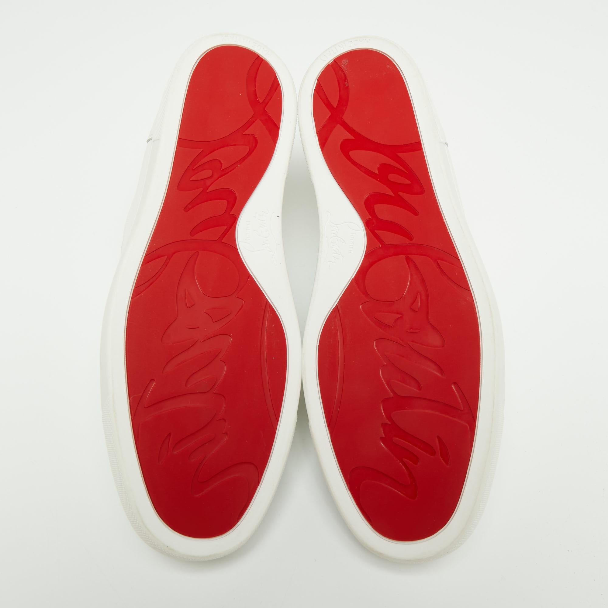 Christian Louboutin White Leather Gondola Strass Low Top Sneakers Size 41 4