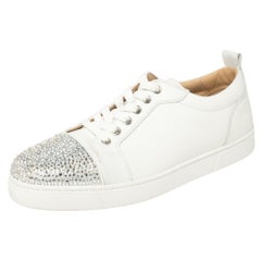 Christian Louboutin White Leather Gondola Strass Low Top Sneakers Size 41