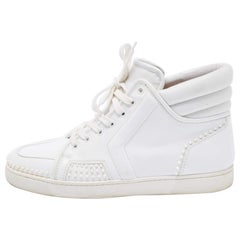 Christian Louboutin White Leather High Top Sneakers Size 43