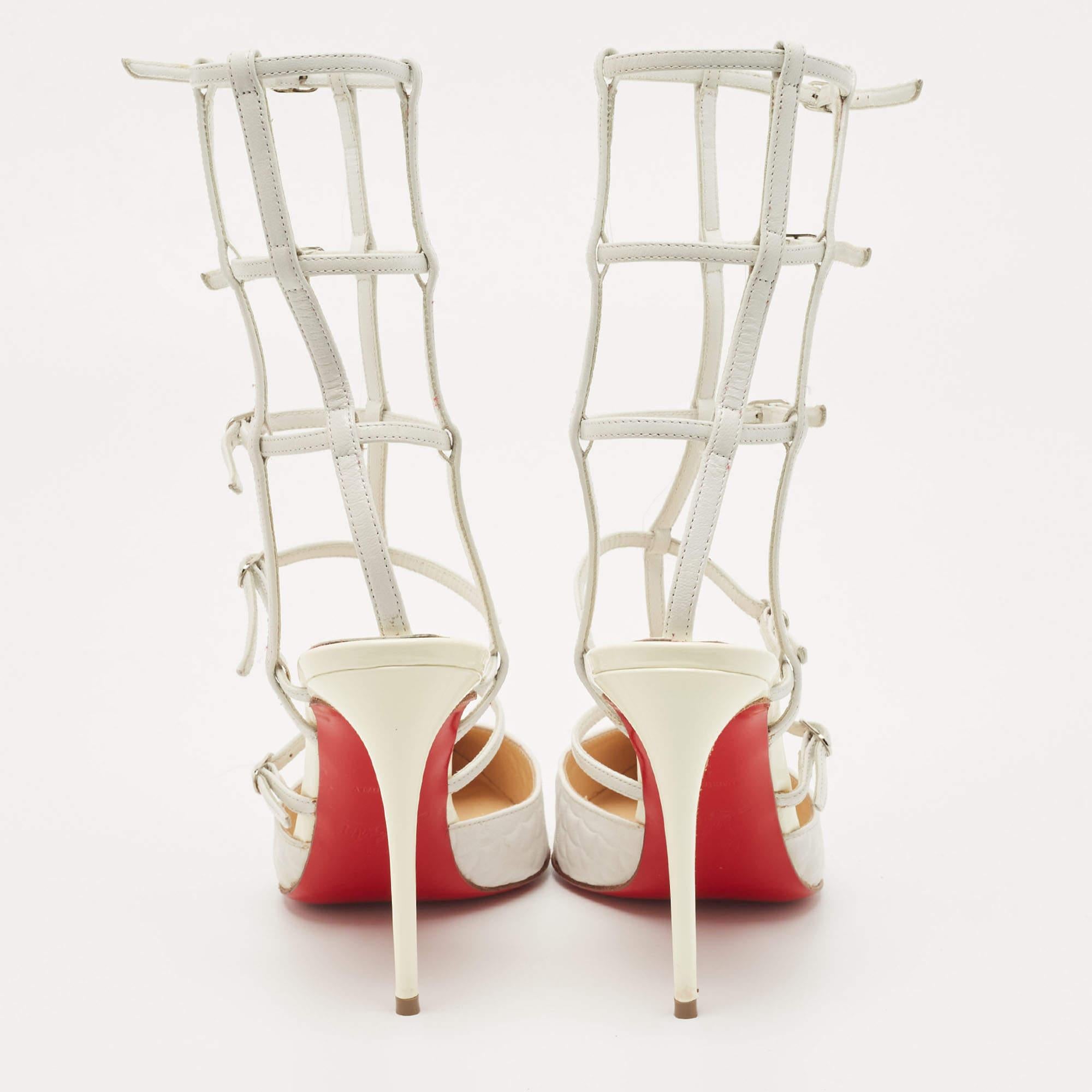 Christian Louboutin White Leather Kadreyana Cage Pointed Toe Pumps Size 36 1