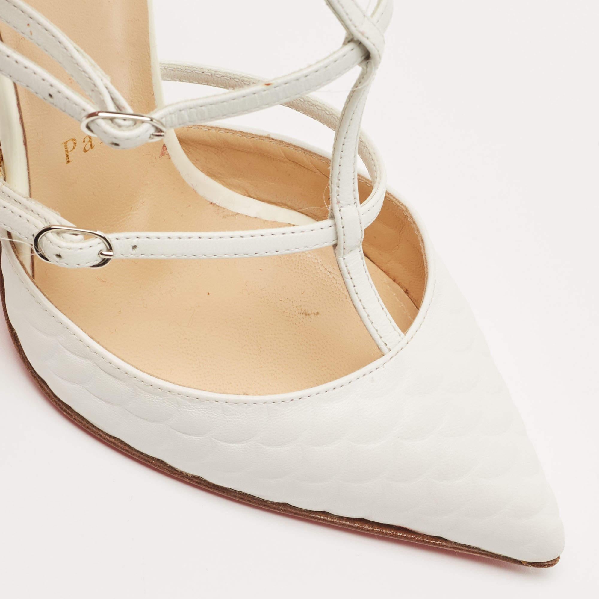 Christian Louboutin White Leather Kadreyana Cage Pointed Toe Pumps Size 36 3