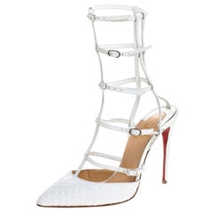 Christian Louboutin White Leather Kadreyana Strappy Sandals Size 36.5