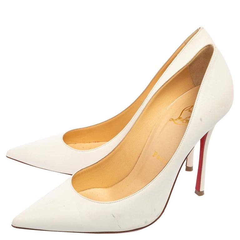 Christian Louboutin White Leather Kate Pumps Size 39 For Sale at 1stDibs
