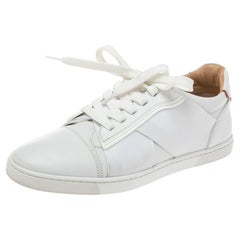 Christian Louboutin White Leather Lace Up Sneakers Size 38.5