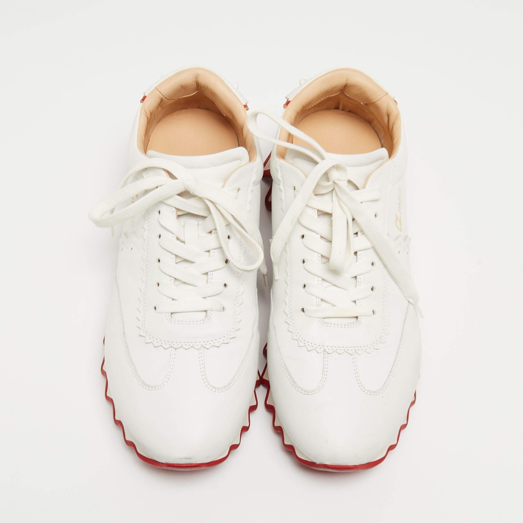 Men's Christian Louboutin White Leather Loubishark Sneakers Size 44