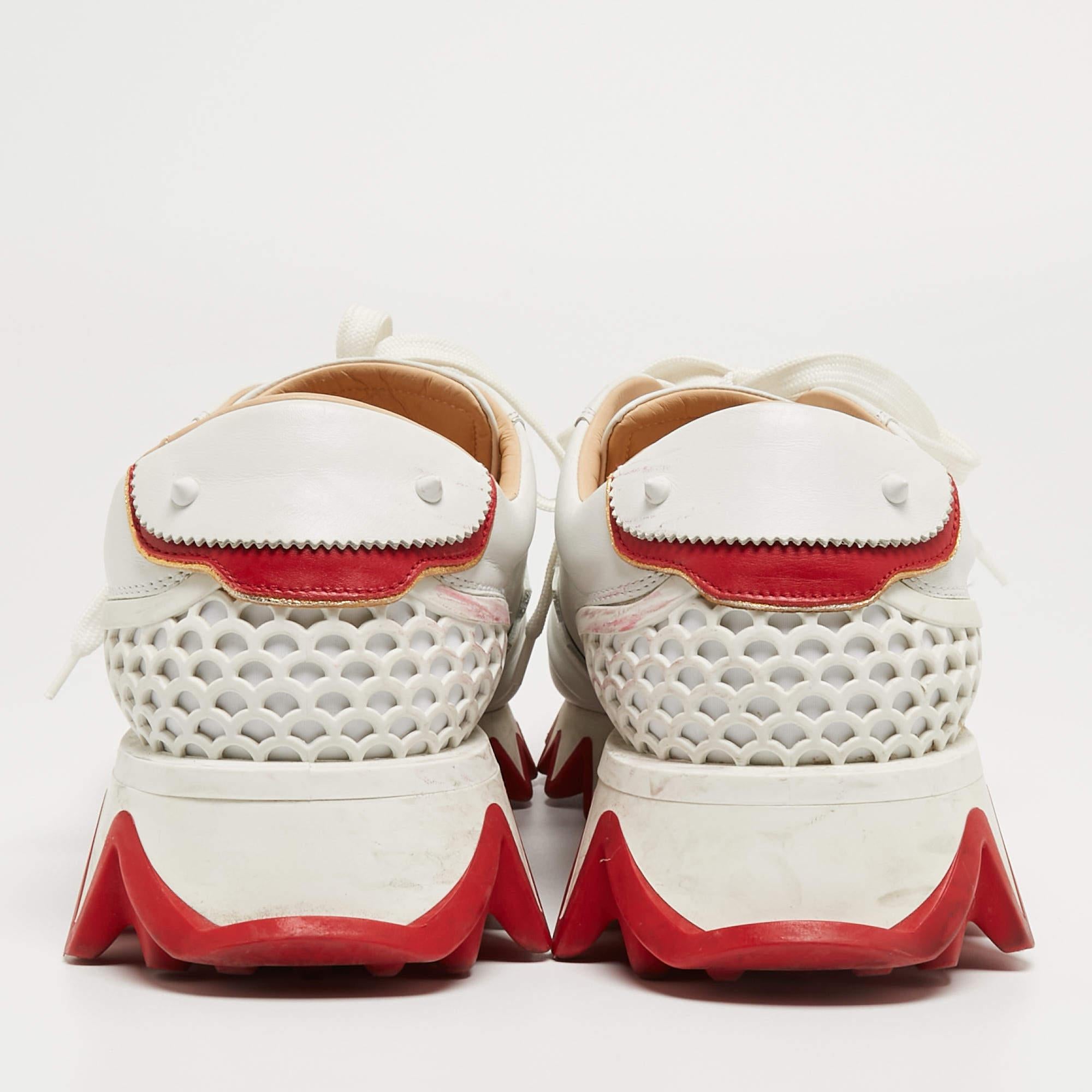 Christian Louboutin White Leather Loubishark Sneakers Size 44 3