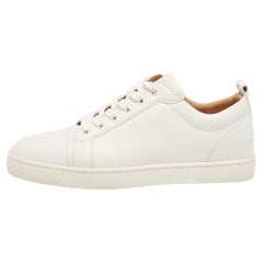 Christian Louboutin White Leather Louis Junior Low Top Sneakers Size 40.5