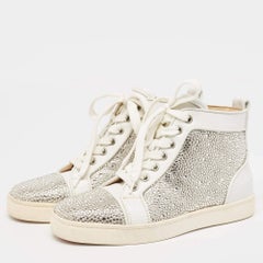 Christian Louboutin White Leather Louis Strass Sneakers Size 35