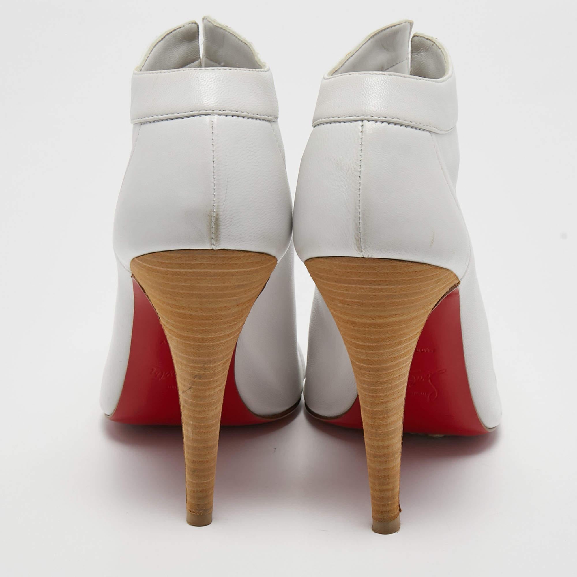 Christian Louboutin White Leather Maotic Boots Size 38 4