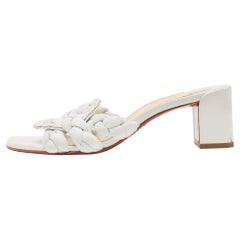 Christian Louboutin White Leather Marmella Slide Sandals Size 36.5