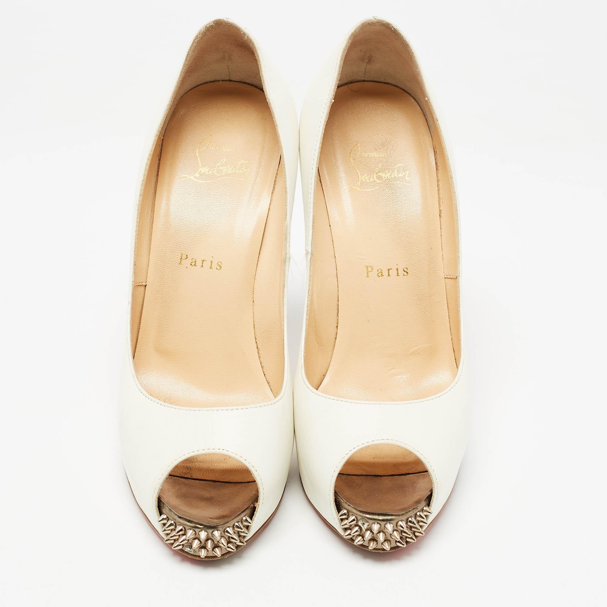 Bianco Christian Louboutin Pumps in pelle bianca Very Prive Taglia 37,5 in vendita
