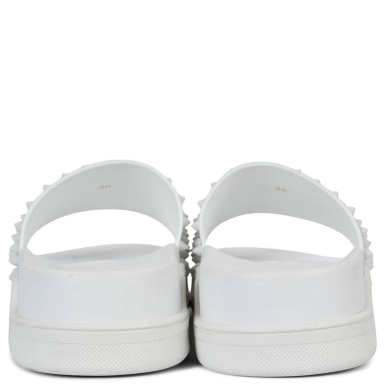 CHRISTIAN LOUBOUTIN white leather POOL FUN DONNA SPIKE 