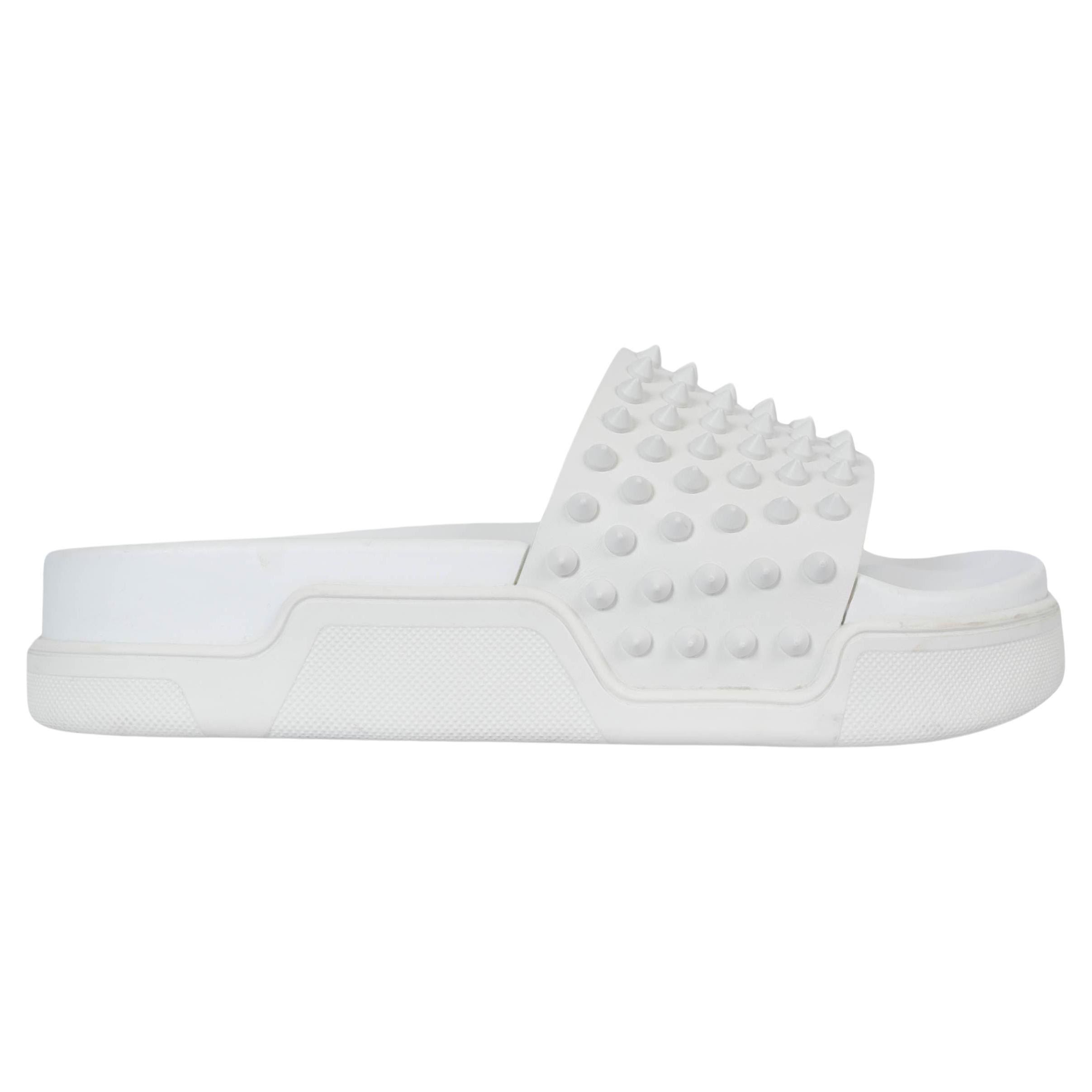 CHRISTIAN LOUBOUTIN white leather POOL FUN DONNA SPIKE Sandals Shoes 38 fit 37 For Sale