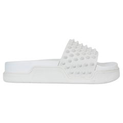 CHRISTIAN LOUBOUTIN white leather POOL FUN DONNA SPIKE Sandals Shoes 38 fit 37