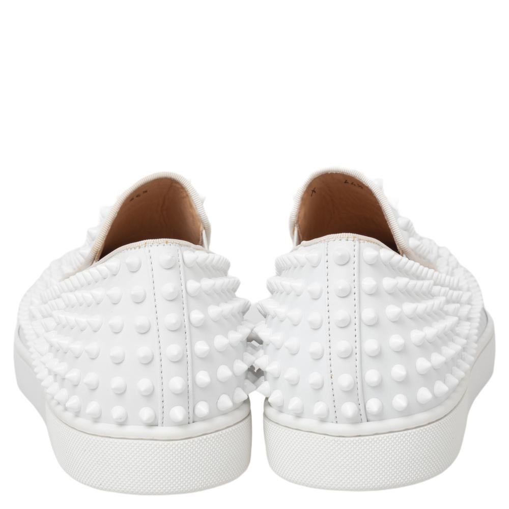 Christian Louboutin White Leather Roller Boat Spike Slip On Sneakers Size  44.5 at 1stDibs | christian louboutin slip on sneakers, christian louboutin  roller boat white