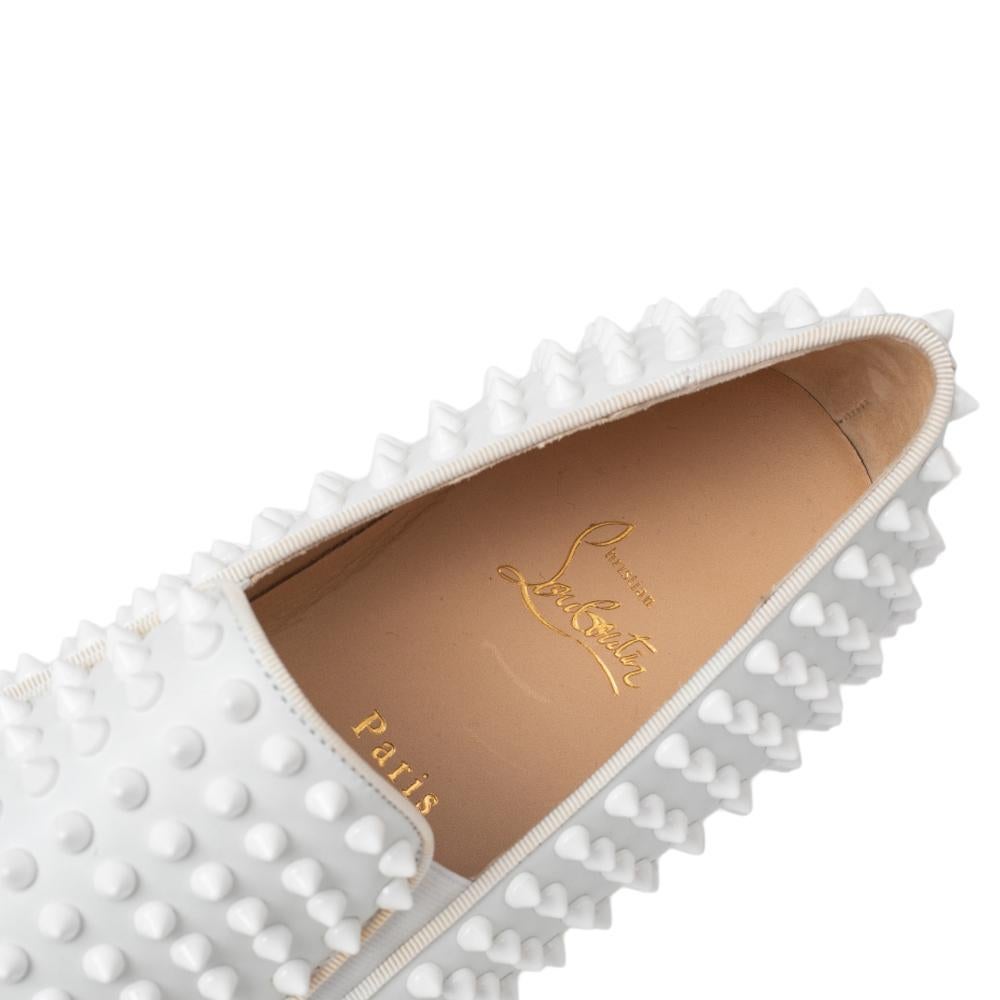 Christian Louboutin Weiß Leder Roller Boat Spike Slip auf Turnschuhe Größe 44,5 1