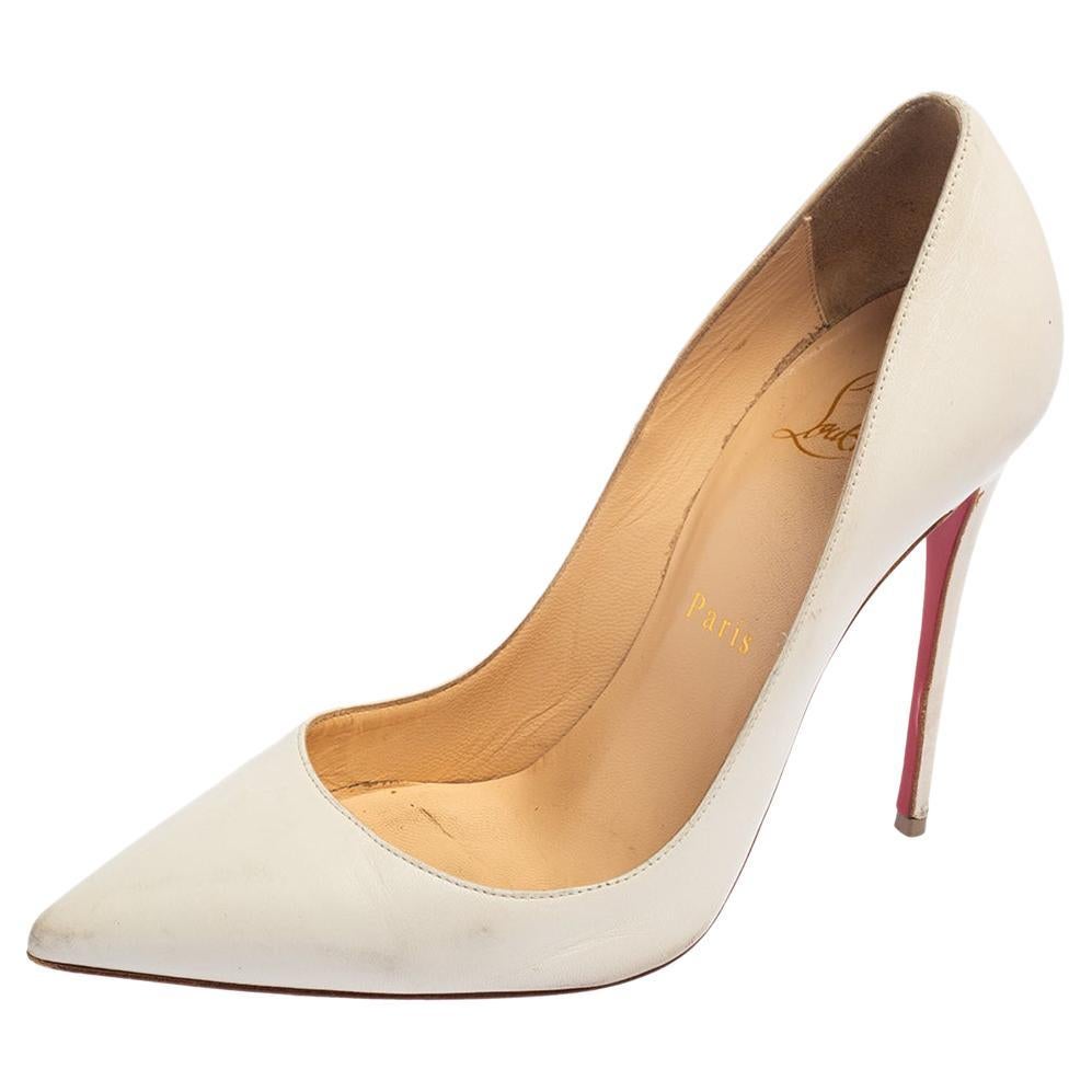 Christian Louboutin White Leather So Kate Pumps Size 36 For Sale
