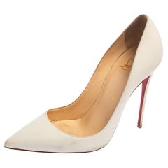 Used Christian Louboutin White Leather So Kate Pumps Size 36