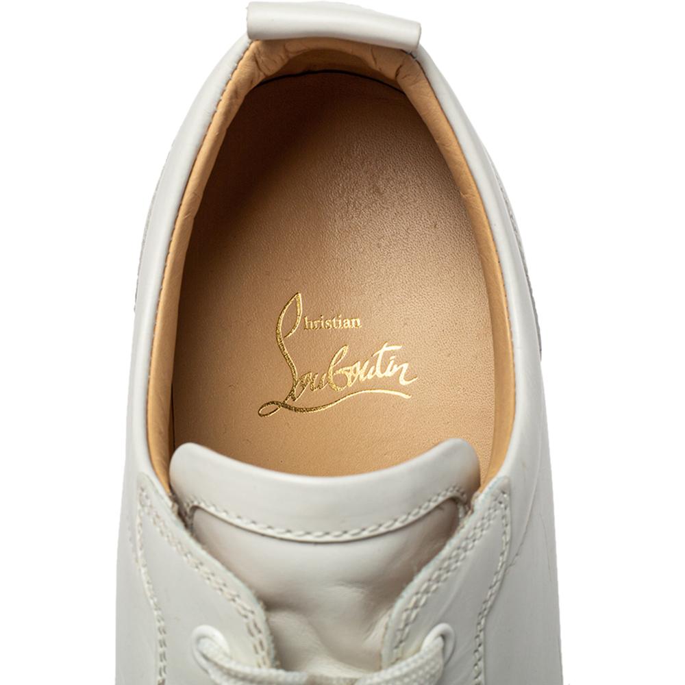 Christian Louboutin White Leather Spikes Sneakers Size 45 1