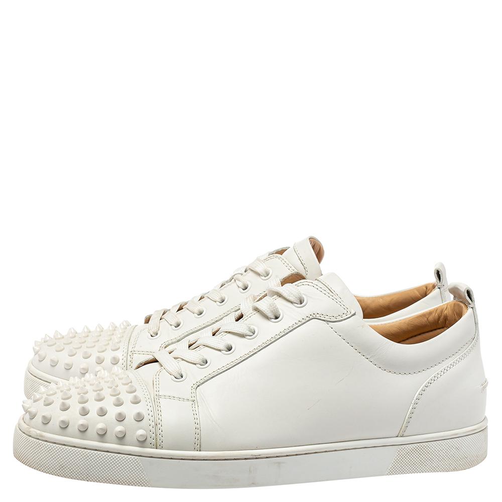 Christian Louboutin White Leather Spikes Sneakers Size 45 2