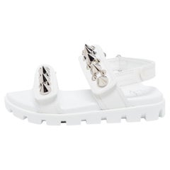 Christian Louboutin White Leather Spikita Cool Platform Sandals Size 37