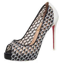 Christian Louboutin White Leather Very Lace 120 Pumps Size 34