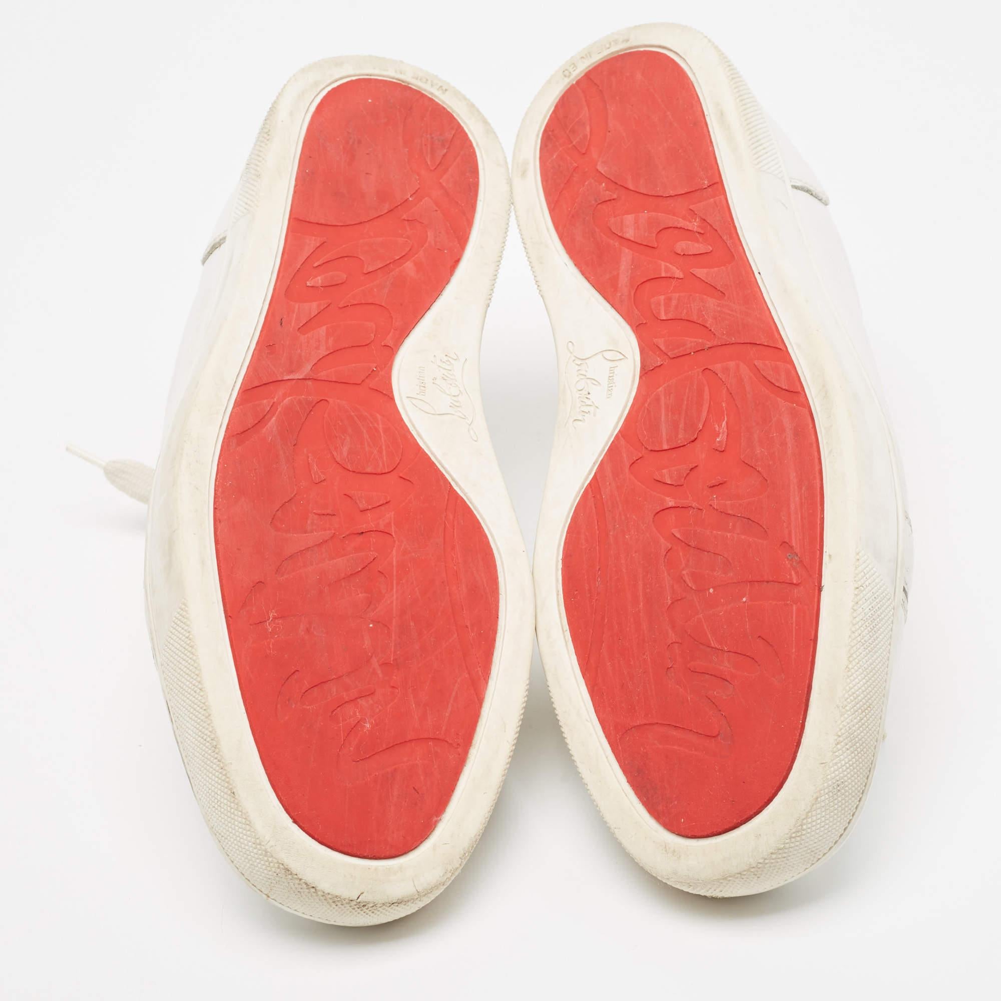 Christian Louboutin White Leather Vieira Low Top Sneakers Size 39 For Sale 2