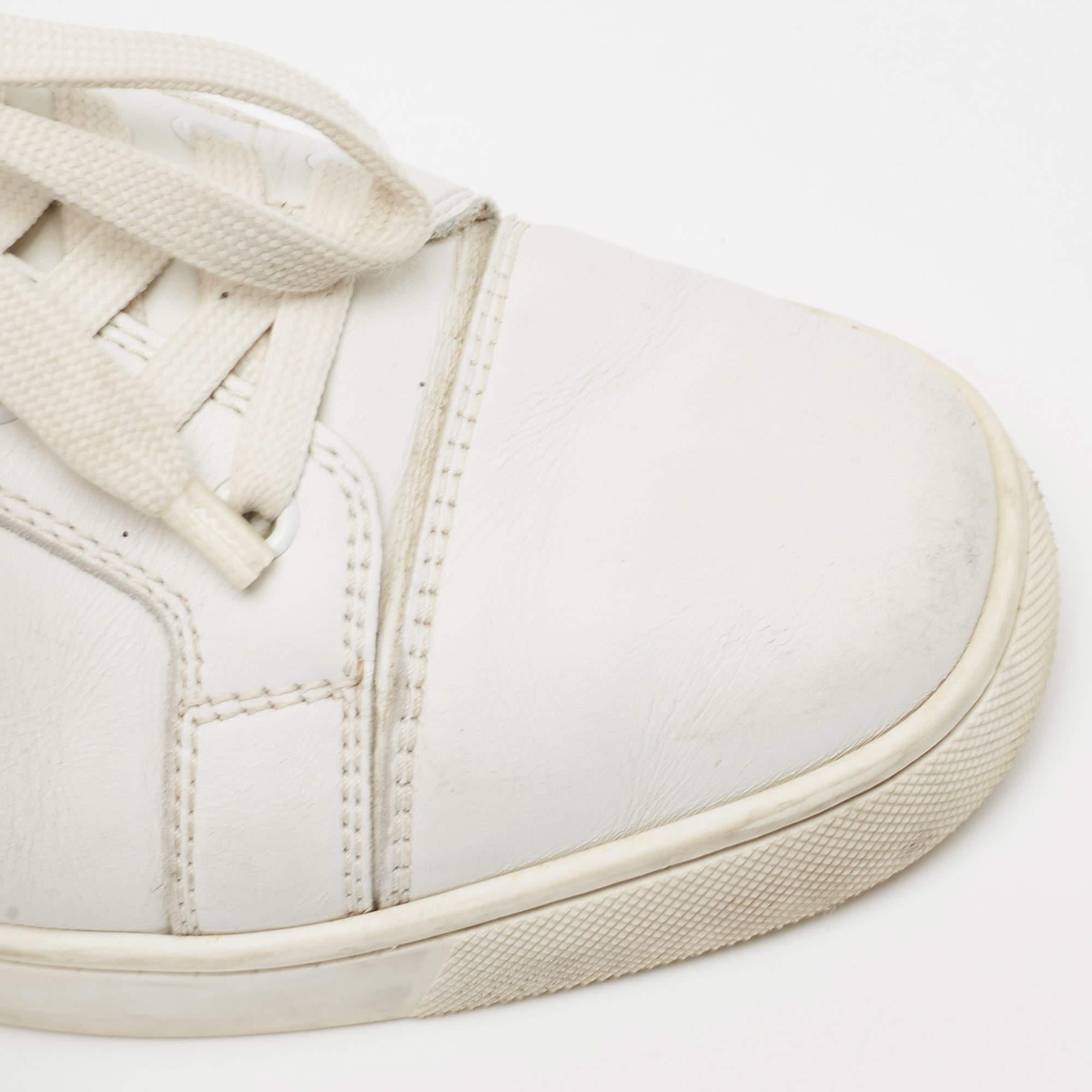 Christian Louboutin White Leather Vieira Low Top Sneakers Size 39 For Sale 3