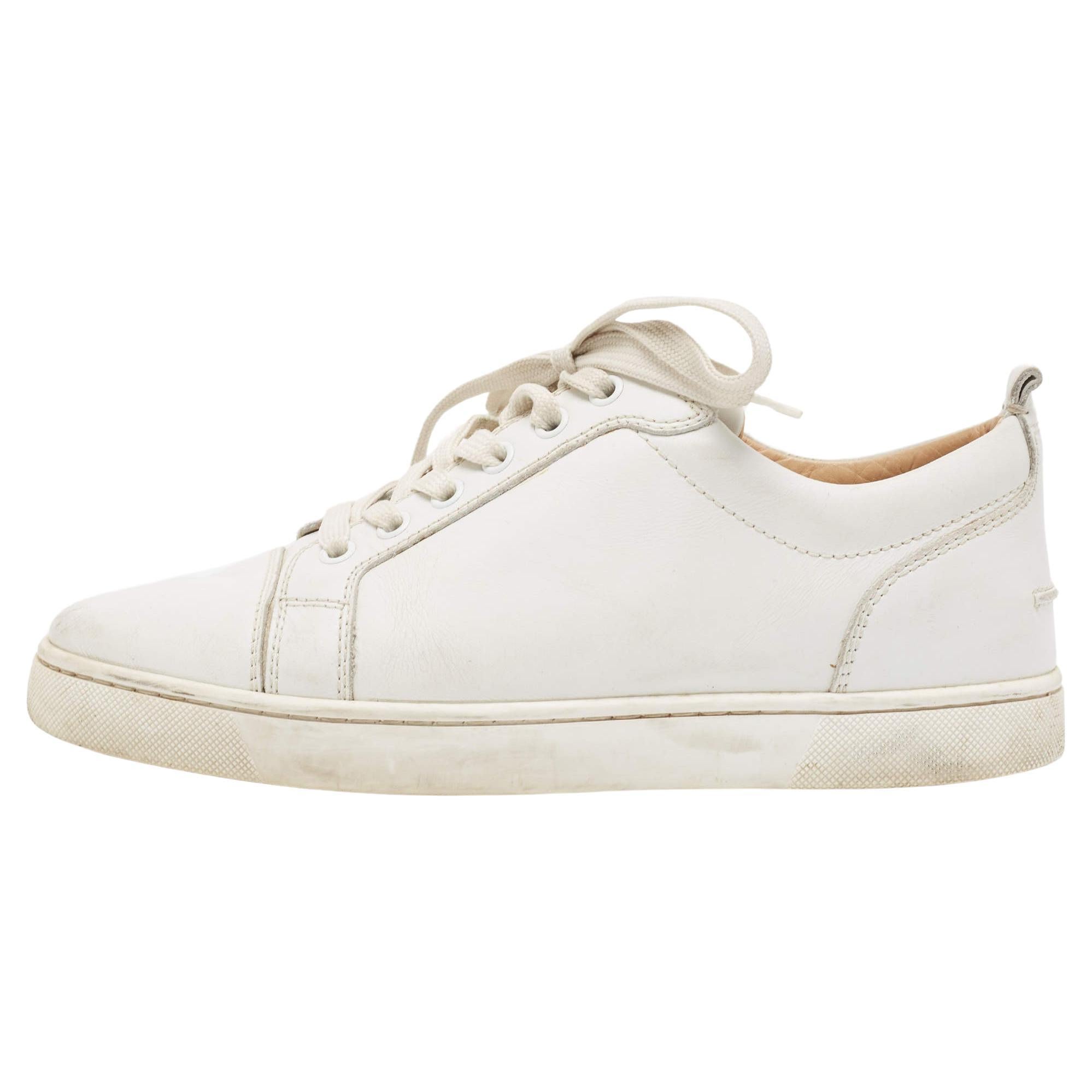 Christian Louboutin White Leather Vieira Low Top Sneakers Size 39 For Sale