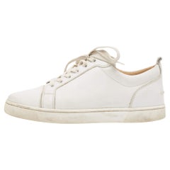 Used Christian Louboutin White Leather Vieira Low Top Sneakers Size 39