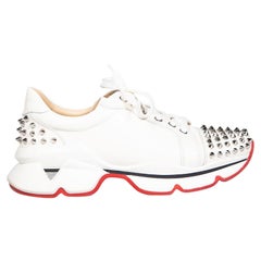 Christian Louboutin White Leather Viera Trainers Size IT 37.5