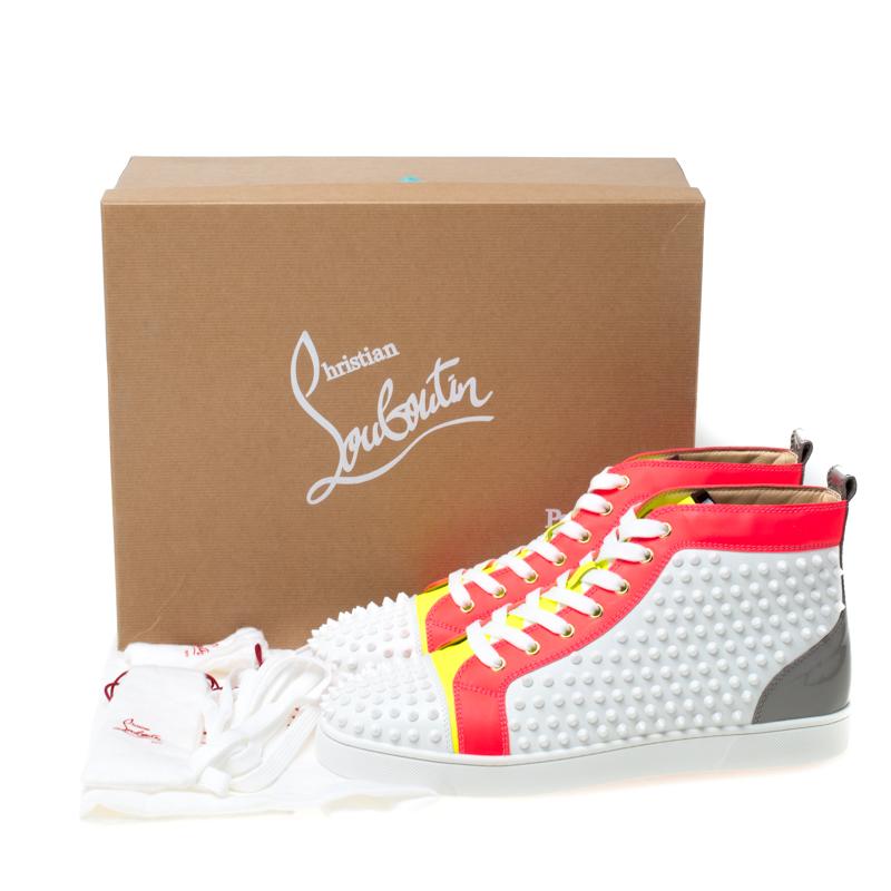 Christian Louboutin White Leather With Louis Spikes High Top Sneakers Size 45 4
