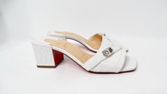 Christian Louboutin White Lock Art 55 Croc Embossed Sandals