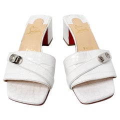 Christian Louboutin White Lock Art 55 Croc Embossed Sandals