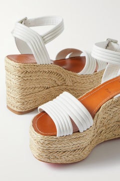 Christian Louboutin White Manola Zeppa 90 Sandals Sz 41