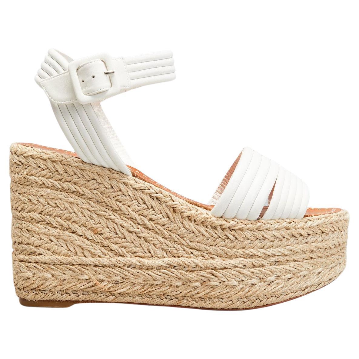 Christian Louboutin - Sandales Manola Zeppa 90 blanches, taille 41 en vente