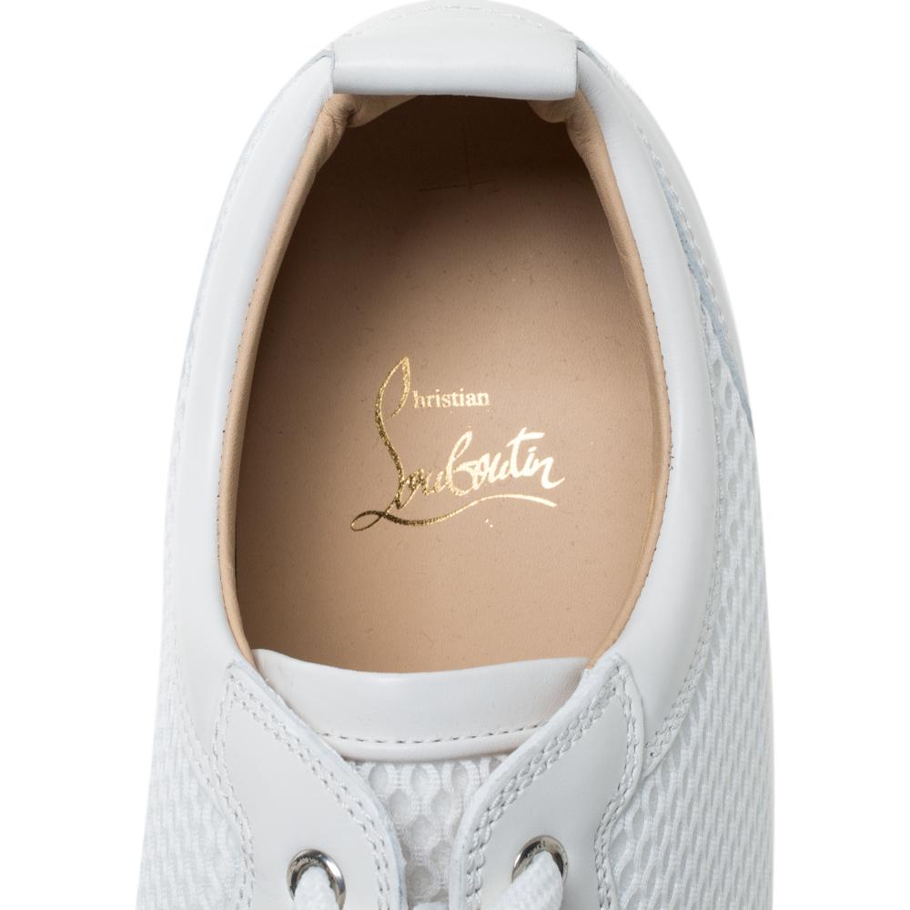 Christian Louboutin White Mesh Fabric and Leather Louis Junior Spikes Size 43.5 1