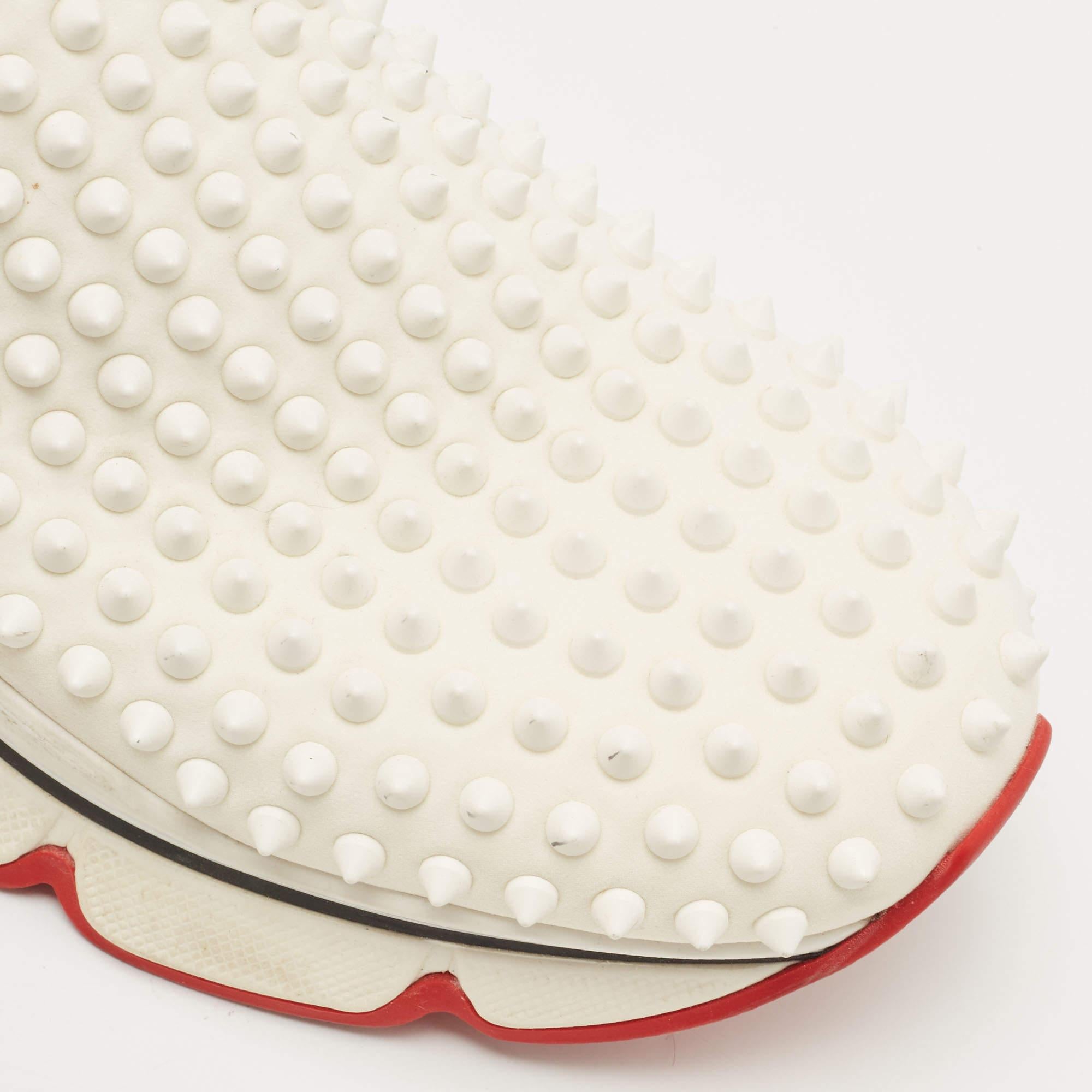 Christian Louboutin White Neoprene Spike Sock Slip On Sneakers Size 41 2