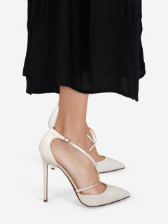 Christian Louboutin White Patent Blake Cross Heels Size IT 38