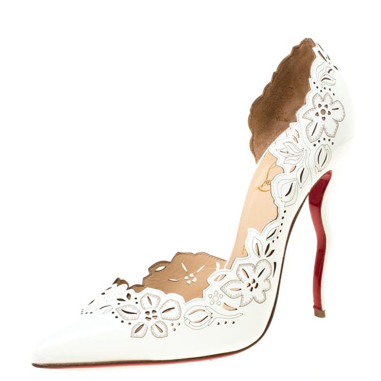 Christian Louboutin White Patent Leather Beloved 100 Laser Pumps Size 40 For Sale at 1stDibs | white louboutin heels, white christian louboutin heels, christian louboutin heels